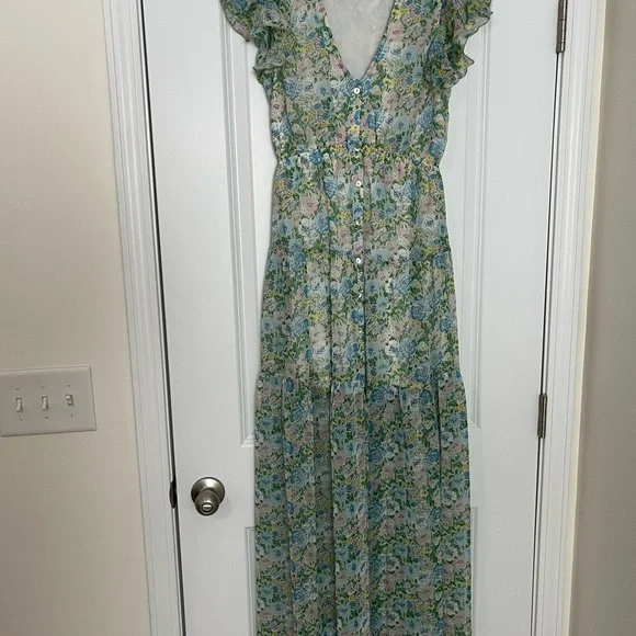 Aakaa | Dresses | Aakaa Floral Maxi Sundress With Flutter Sleeves | Poshmark